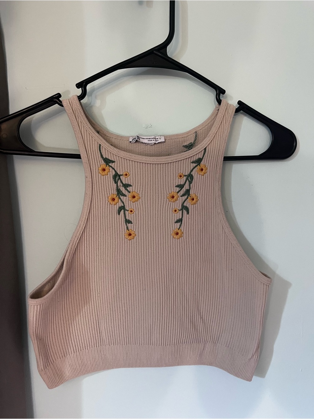 Zara Crop Floral Embroidery Tank